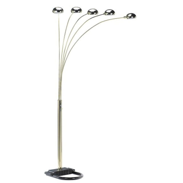 Ore International 6962G 5-Arm Arch Floor Lamp with Dimmer, Brass