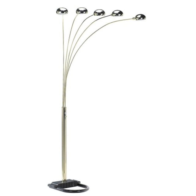 Ore International 6962G 5Arm Arch Floor Lamp with Dimmer, Brass