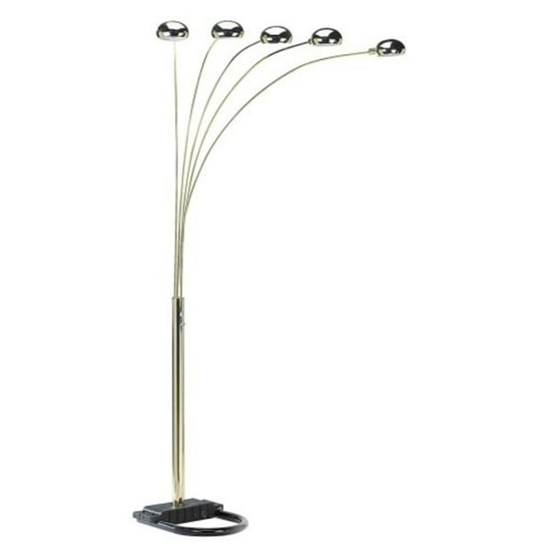 Ore International 6962G 5Arm Arch Floor Lamp with Dimmer, Brass