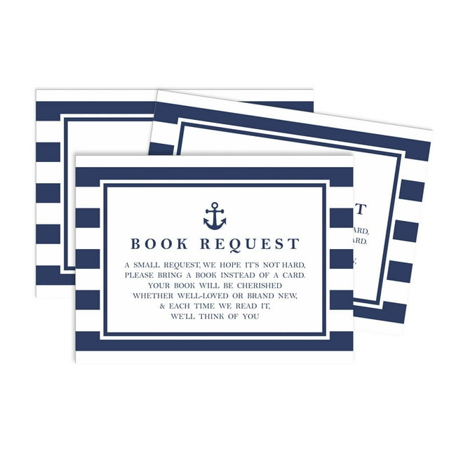 Inkdotpot 30 Books For Baby Shower Request Cards Bring A Book Instead Of A Card Nautical Baby Shower Invitations Inserts Games