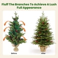 thumbnail image 2 of 3ft Artificial Small Christmas Tree with 70 Warm White Lights, Mini Tabletop Christmas Tree, Battery Operated 100 PE & PVC Mixed Thick Branches Pinecones Red Berries Burlap Base Xmas Desk, Home Decor, 2 of 10