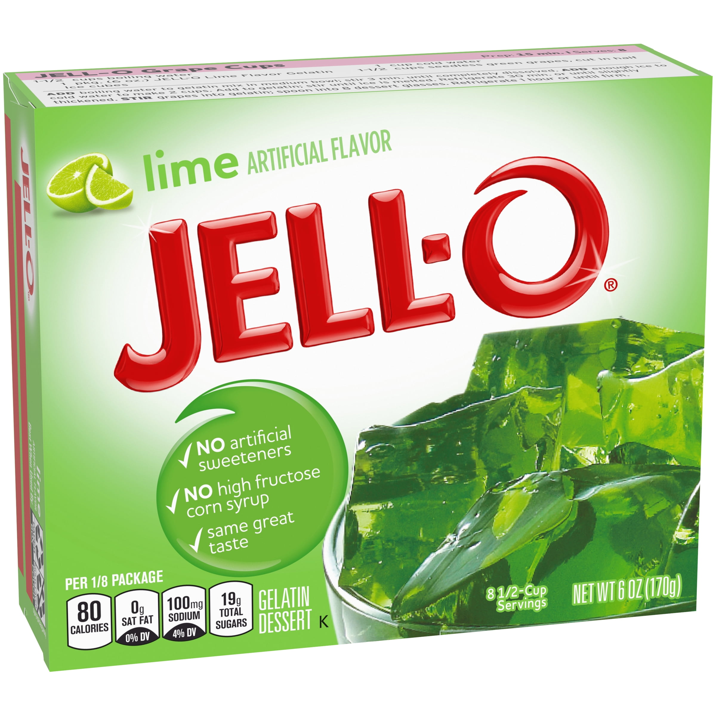JellO Lime Instant Gelatin Mix, 6 oz Box