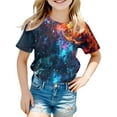 thumbnail image 2 of FINALGANG Boys Girls Galaxy Print TShirts Kids CrewNeck Short Sleeve Lightweight Casual Tees For Streetwear Daily Wear Soft Top, 2 of 3