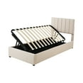 thumbnail image 6 of Twin Size Upholstered Platform Bed with a Hydraulic Storage System, Beige, 6 of 19