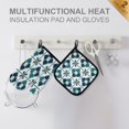 thumbnail image 4 of Yayeee Oven Mitts and Pot Holder Set of 2 Heat Resistant Kitchen Gloves Baking Hot Pad, Blue Mosaic Pattern, 4 of 5
