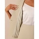 thumbnail image 5 of INSPIRAR CHIC Conjunto de Traje de 2 Piezas para Mujer Chaqueta Sin Cuello de Manga 3/4 Falda Lápiz de Cintura Alta Atuendos de Trabajo Caqui 3XL, 5 of 6