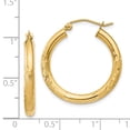 thumbnail image 2 of Beautiful 14k Satin & Diamond-cut 3mm Round Hoop Earrings, 2 of 2