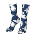 thumbnail image 6 of Xecao Shark Print Fashion No Heel Casual Crew Socks Cushioned Breathable for Men Women - Moisture wicking,Not easy to fade Suitable for daily, 6 of 7