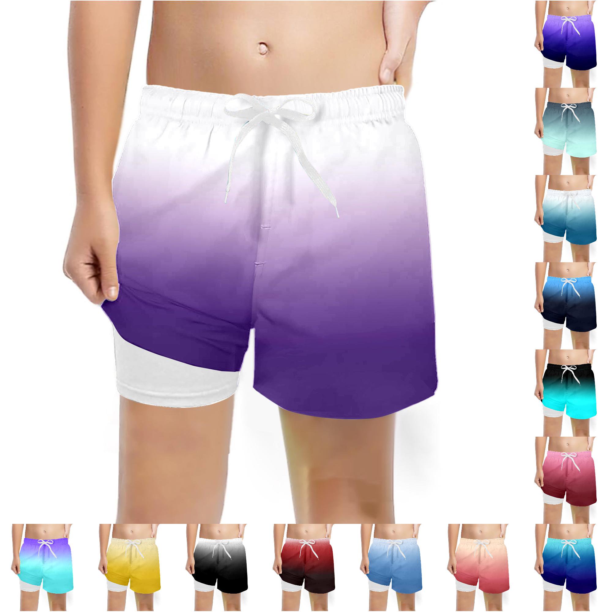 HNMKIU Stretch Swim Trunks for Boys &ndash; Compression Liner Inside Quick-Dry Casual Swimming Shorts &ndash; Kids Youth Summer Beachwear Purple 10-12 Years