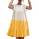 thumbnail image 3 of Vestido Casual De Mujer Vestido De Empalme De Color De Contraste Vestido Clásico De Una Pieza Con Puños Con Volantes Lavable A Máquina Para Verano Amarillo XL ANGGREK Otros, 3 of 5