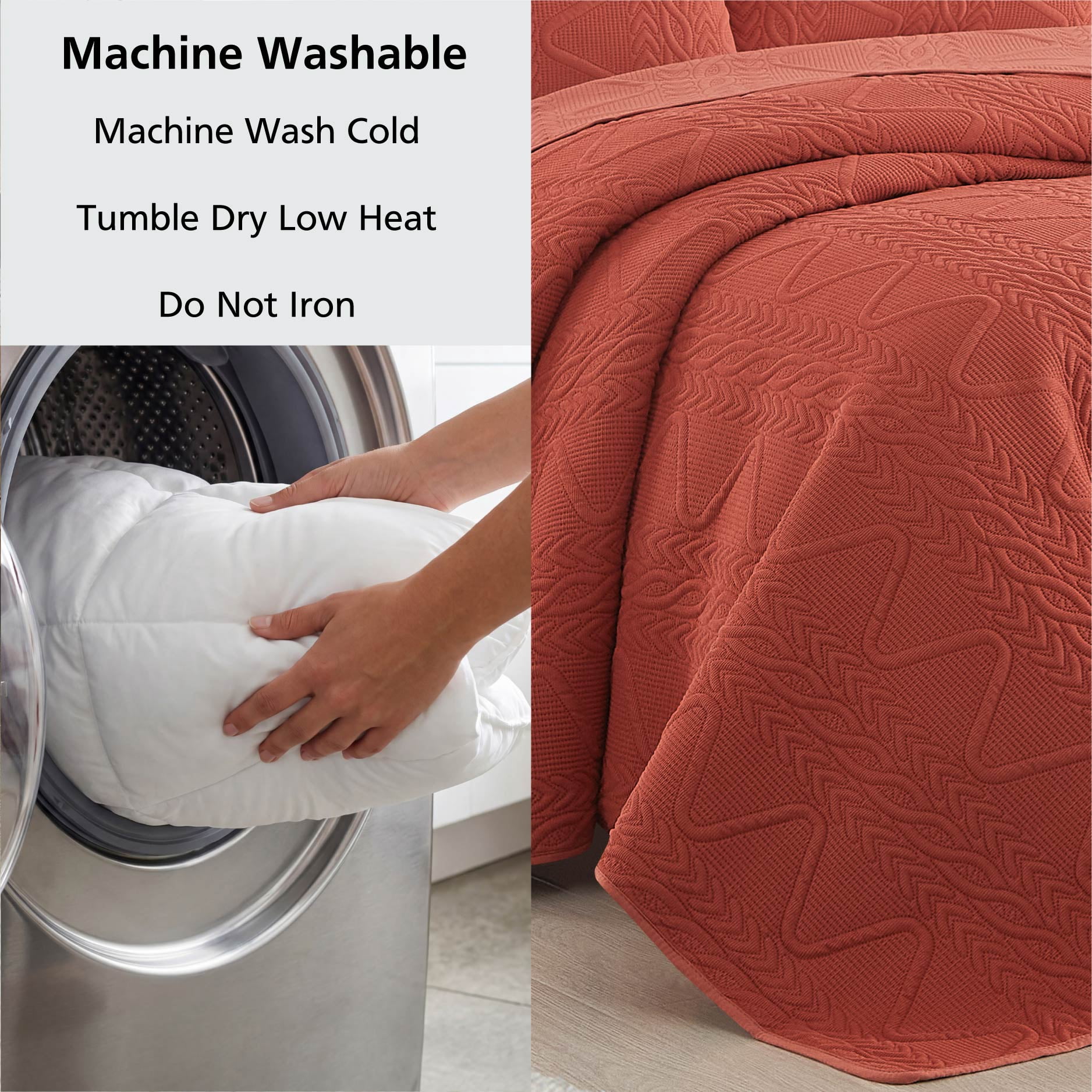 Mainstays Stitched Corded Quilt, Red Canyon, King Bedding