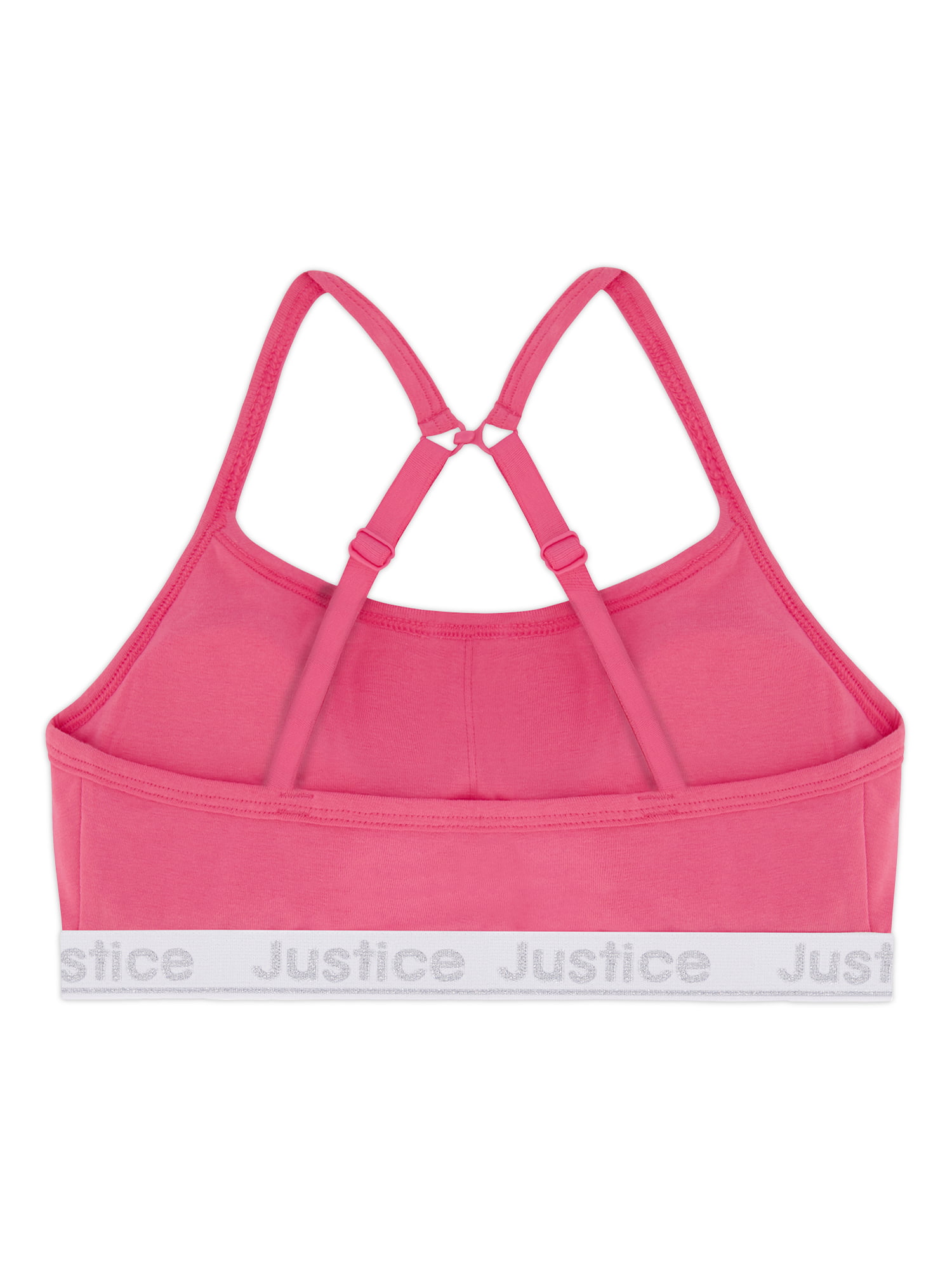 Girls Justice Sport Fushia Pink front black zip sports bra sz Lge