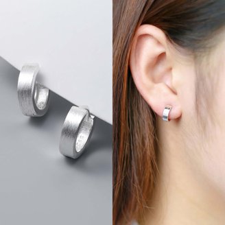 Reffeer 925 Sterling Silver CZ Square Hoop Earrings For Women - Minimalist U Hoop, 19x12mm