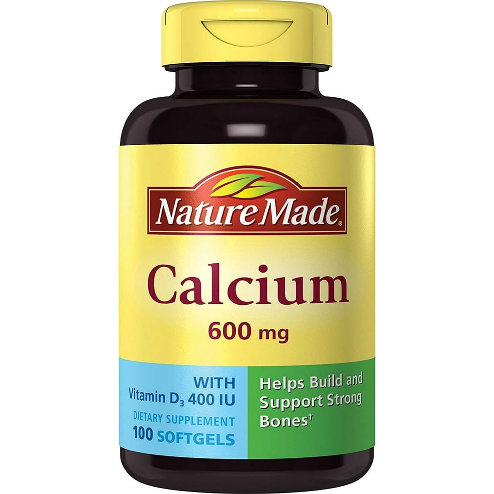 Nature Made Calcium Carbonate 600 mg w. Vitamin D3 400 IU Softgels 100
