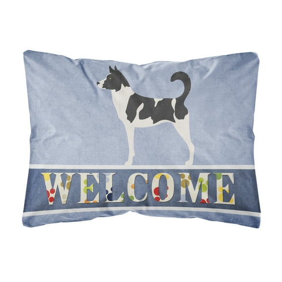Carolines Treasures BB8329PW1216 Canaan Dog Welcome Canvas Fabric Decorative Pillow, Blue, 12H x16W, multicolor