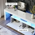 thumbnail image 6 of Modern LED TV Stand for 70 Inch TV, UHOMEPRO High Gloss Entertainment Center with RGB LED Lights and Storage Shelves, Black / White Media Console for Living Room, 6 of 11