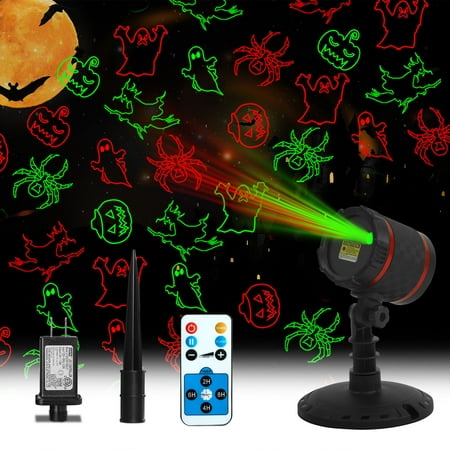 Christmas Laser Lights Halloween Ghost Projector Outdoors Decoration, Waterproof Red Green Projector Light with Remote