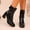 Black, variant on Women Boots, Square Toe Windproof No Slip Mid Calf Winter Shoes Red Size 9