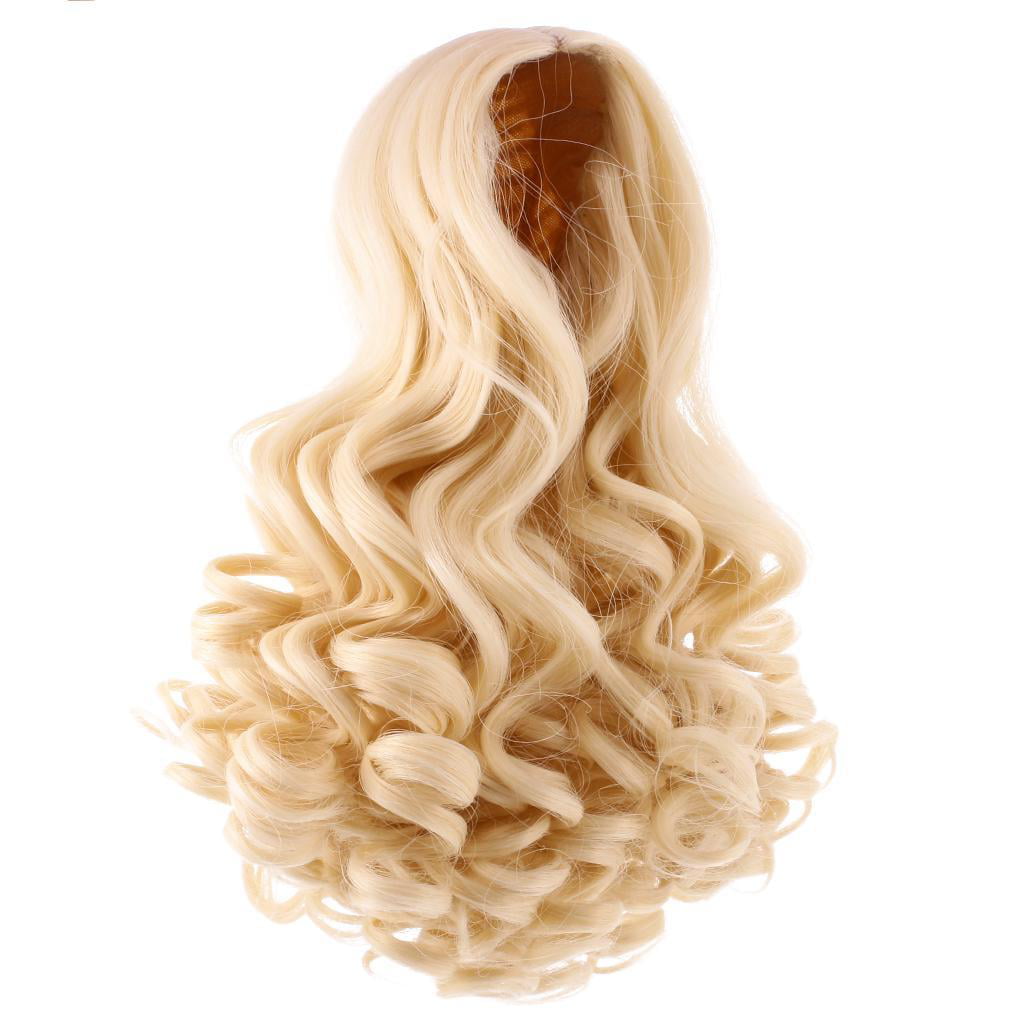 25cm Long DIY Colorful Ombre Curly Wave Doll Wigs Synthetic Hair For Dolls 1# 