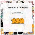 thumbnail image 2 of 100 Uds. Pegatinas de grafiti lindo gatito y cachorro teléfono móvil taza de agua ordenador pegatinas de tienda de mano impermeables, 2 of 5