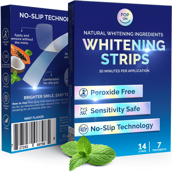 Teeth Whitening Strips for Sensitive Gums - Peroxide Free and Enamel Safe with Coconut Oil for Whiter Teeth - 7-Day Treatment White Strips with Non-Slip and Dry-Strip Technology