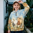 thumbnail image 2 of Uorisanigo Girls Half Zip Sweatshirt Oversized Running Horse Long Sleeve Pullover Crop Tops for Teen Girl, Soft Kids Quarter Zip Hoodies for Fall Winter Spring, Size 11-12, 2 of 7