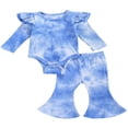 thumbnail image 2 of Newborn Baby Girl Boy Romper Bodysuit Top Ribbed Bell Bottom Pants Set 2Pcs Outfits, 2 of 6
