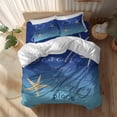 thumbnail image 2 of The Beach Is My Happy Place Twin Size Comforter Set, Starfish Gradient Blue Wood Bedding for All Seasons, 4 Pcs Bed Set, 1 Quiltcover (68"x86") ,1Sheet(67"x116"), 2Pillowcases (30"x20"), 2 of 12