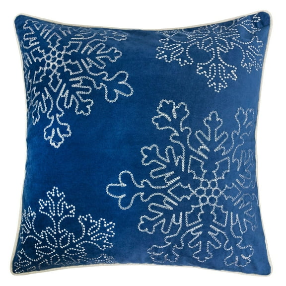 Throw Blankets Blue Velvet Holiday Throw Pillow 20x20 with Silver Snowflake Embroidery and Insert,Queen Size Blankets