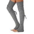 thumbnail image 1 of xiaxaixu Bottes Cuissardes à Mollets pour Femmes en Tricot Automne Hiver Bas, 1 of 5