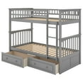 Euroco Pine Wood Bunk Bed with Storage 2 Drawers, TwinoverTwin Bunk