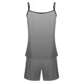 thumbnail image 4 of Bovxnpu Womens Plus Size Pajama Sets, 2 Piece Loungewear For Women, Womens Gradient Sling Sleeveless Tank Splicing Shorts Casual Pajamas Set L, 4 of 5