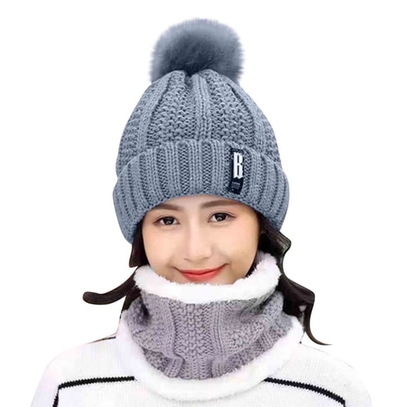 Guluxicc Womens Knit Hats Winter Warm Beanie Cap Outdoor Thick Soft Hat, Gray