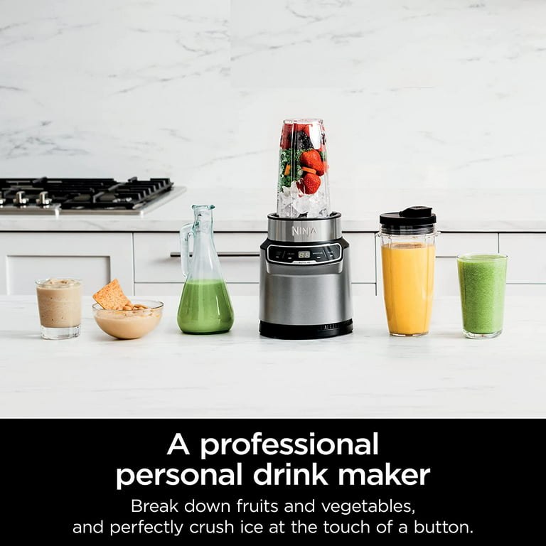 Ninja BN401 Nutri Pro Compact Personal Blender, Auto-iQ Technology,  1100-Peak-Watts, for Frozen Drinks, Smoothies, Sauces & More, with (2)  24-oz.