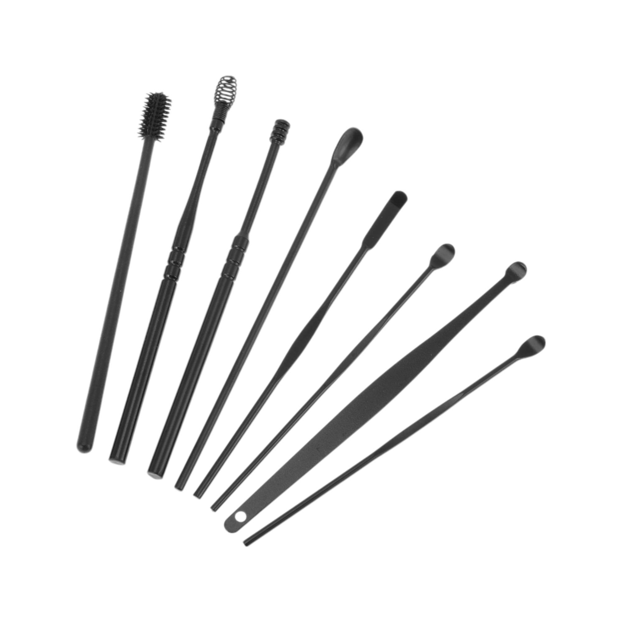 Unique Bargains Durable Earwax Cleaning Tool Kit Black Stainless Steel 8 Piece Set