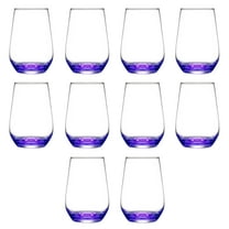 10 Vaso Silicia Stemless Wine Glasses Set, 16 oz. - Clear, Orb-Like, Thick base - Purple