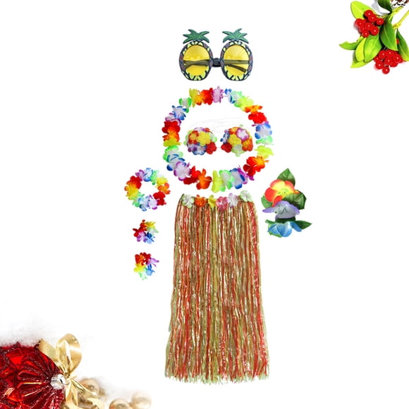 UPGRATOR 8Pcs Hawaii Grass Skirts Tropical Theme Adjustable Comfort For Hawaiian Events