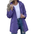 thumbnail image 3 of Zeliretfy Womens Long Waterproof Rain Jacket Windproof With Hood For Outdoor Hiking Travel Casual Wear Lightweight Rain Coat Trench Style Outerwear Coat, 3 of 10