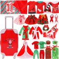 thumbnail image 2 of Pijama de muñeca de elfo grande, ropa de Navidad, vestido de maleta, camiseta para Barbies, accesorios para muñecas, saco de dormir, suéter estampado de dibujos animados, 2 of 4