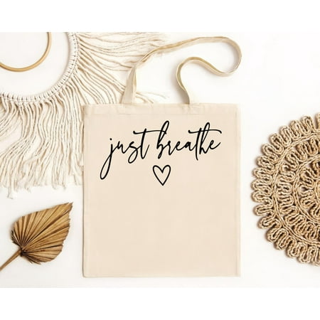 vintage Just Breathe Bag  Hope Bag  Motivational Tote Bag  Positive Bag  Cute Bag  Positive   Brunch Bag  Meditation Gift  Yoga Bag-TH4503