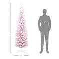 thumbnail image 3 of 7ft Snow Flocked Pencil Christmas Tree - Pink Artificial Xmas Tree with Realistic Branches, 3 of 9