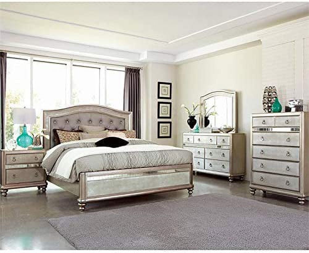 Bling Game Upholstered Storage Queen Bed Metallic Platinum