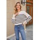 thumbnail image 1 of Suéter de invierno para mujer, estilo casual, manga larga, cuello redondo, suelto, punto grueso, blusawhiteL, 1 of 3