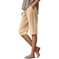 thumbnail image 2 of Cotton Linen Capri Pants for Women Lightweight Elastic Waist Loose Fit Straight Leg Casual Capris with Pockets, 2 of 6