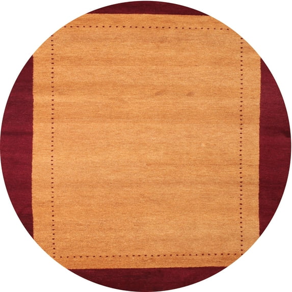 Ahgly Company Indoor Round Contemporary Dark Orange Abstract Area Rugs, 5' Round