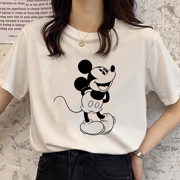 Disney Mickey Mouse 90s Harajuku T Shirt Women Fashion Trend Comfy Casual Tops Tumblr Streetwear Female Clothes Free ShippingS Gao Jinjia LED