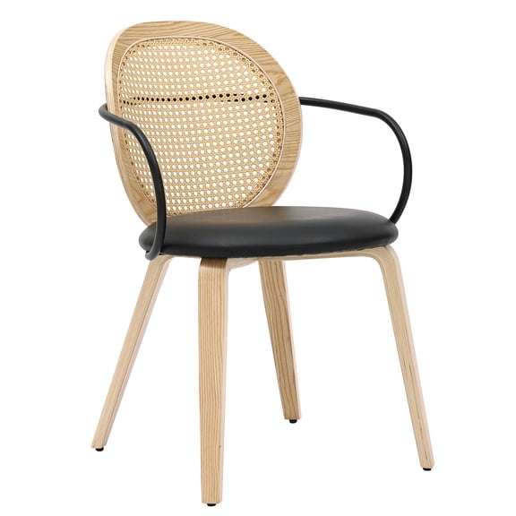 Inspire Modern Bentwood Faux Leather Dining Chair in Light Oak/Black (Set of 2)