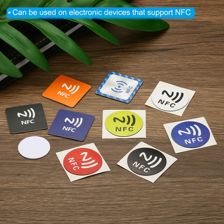 Uxcell NFC Sticker NFC213 Tag Sticker 144 Bytes Memory Blank Round NFC Tags  Yellow 5 Pack