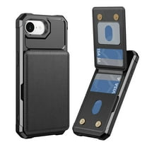 Dteck for iPhone 16e Wallet Case with Card Holder, Credit Slots Kickstand Heavy Duty Shockproof Phone Cover for Women Men,Black