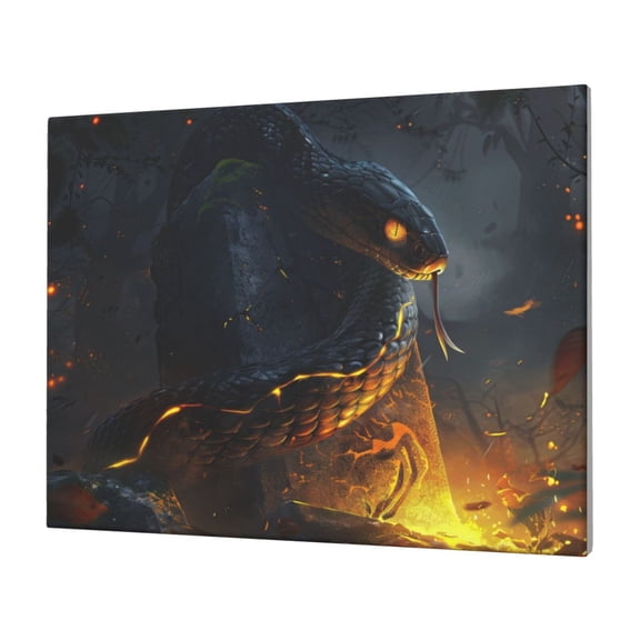 Logiee Glowing Snake Dark Forest Print Canvas Wall Art,Canvas Picture Prints with Frame, Wall Art Decorative,Canvas Decorative,Suitable for Living Room Bedroom Office Room 30x40